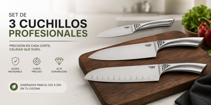 Set 3 Cuchillos Acero Inoxidable Aflai® Xtrem Cut